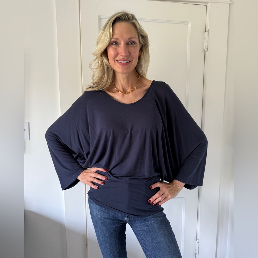 Navy Widesleeve Top